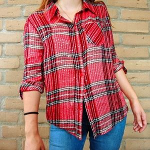 Style & Co. Sparkly plaid button down shirt